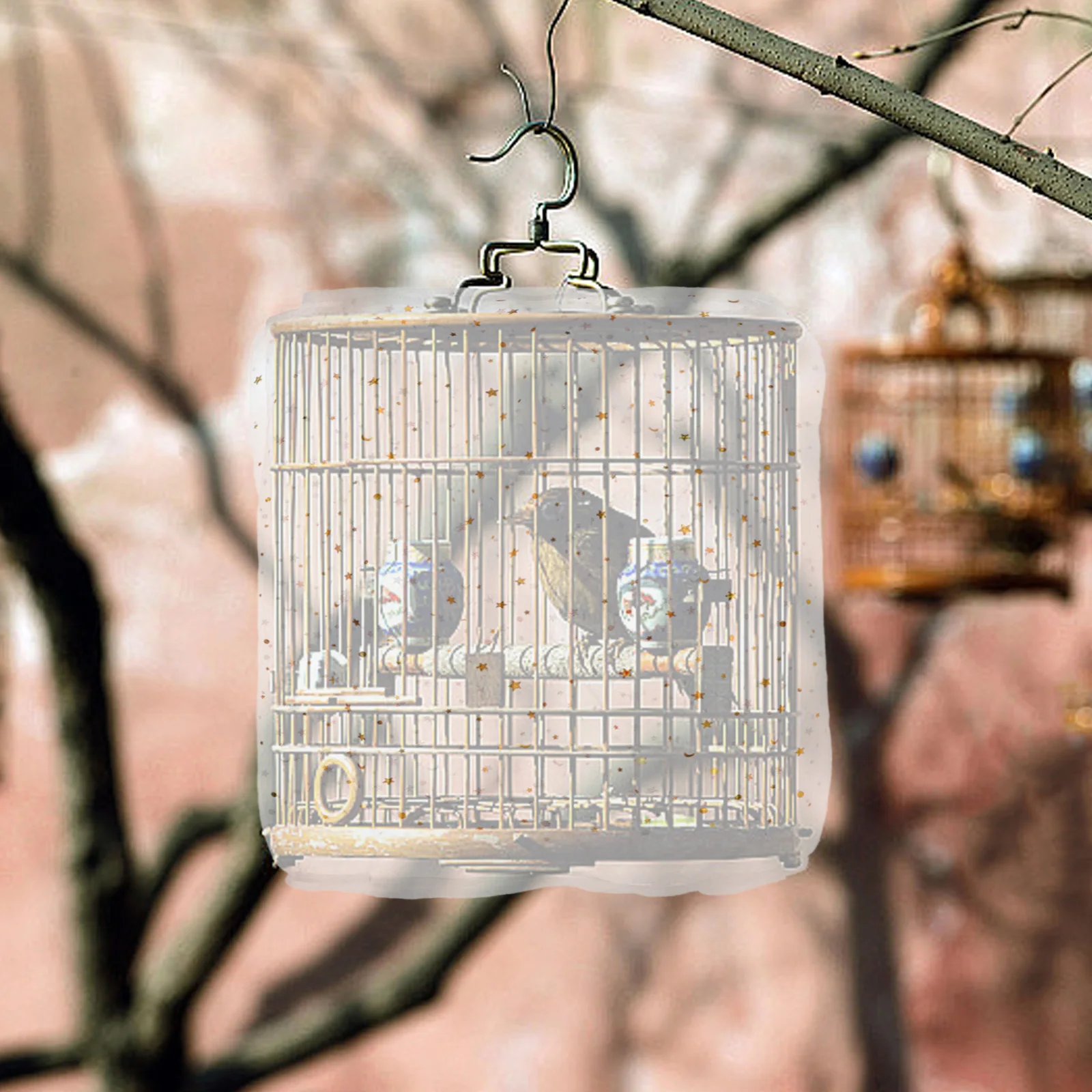 

2 Pcs Birdcage Protective Cover Cloth Net Nylon Mesh Covers Pet Birds Polyester