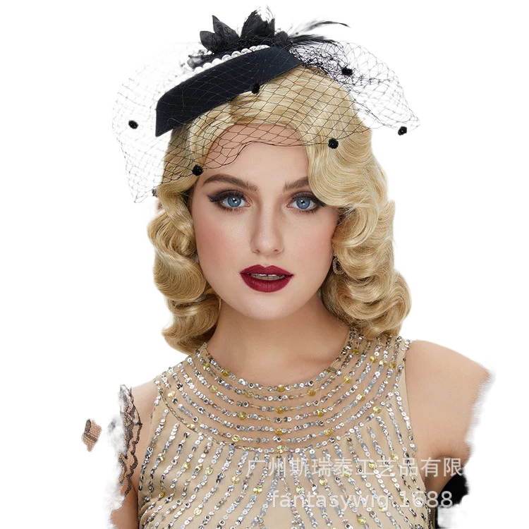 Peruka z dลugimi grzywkami z lat 1980. 1920 XX wieku brฤ
zowa zลoty czarny Retro Gatsby peruka do Cosplay komiksowa wystawa impreza z okazji