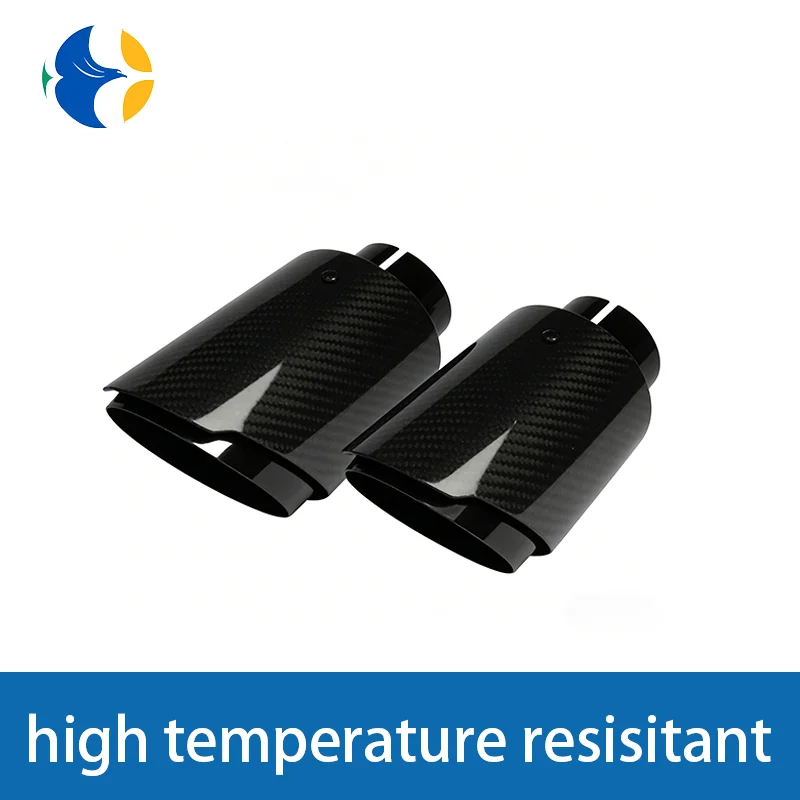 1 Pcs AK Logo Universal Car Carbon Fibre Tail Throat Stainless Steel Bright Black Twill Glossy Muffler Exhaust Nozzle Tip