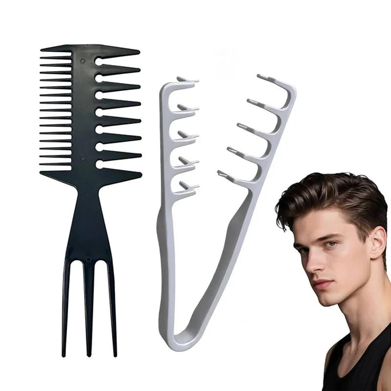 2Pcs Men Hair Styling Comb Set Wide Tooth Texture Comb For Oil Head Hairstyle Daily Use