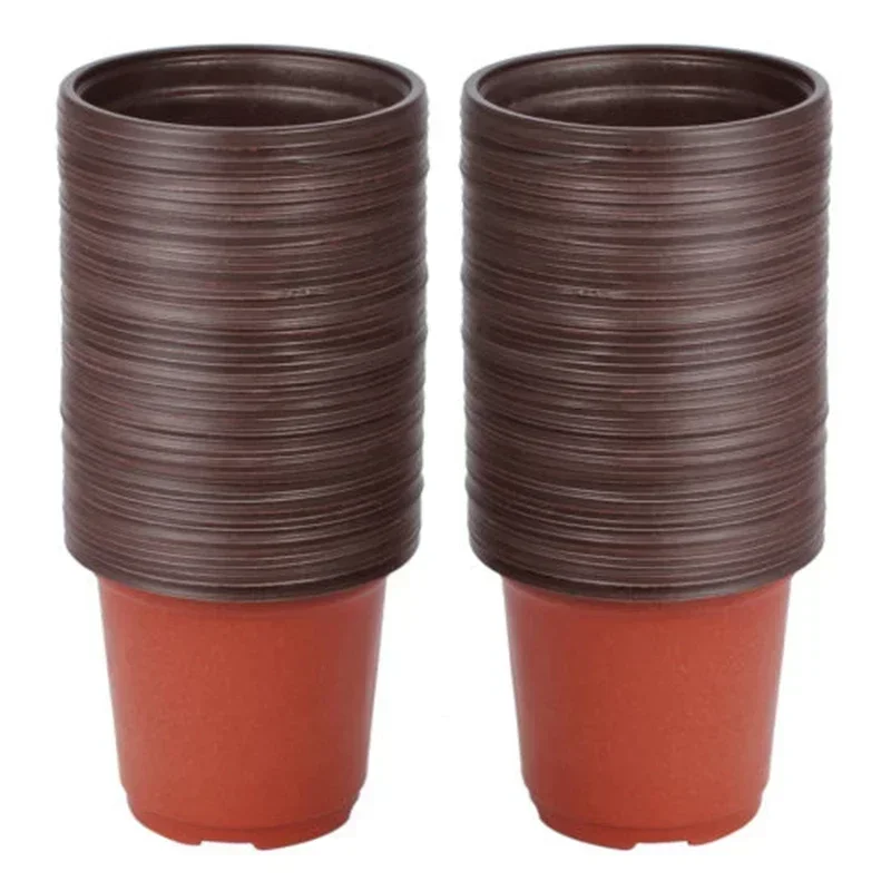 100pcs Plastic Grow Box Fall Resistant Tray  Nursery Pots  For Home Garden Plant Pot Nursery Transplant Flower Pots