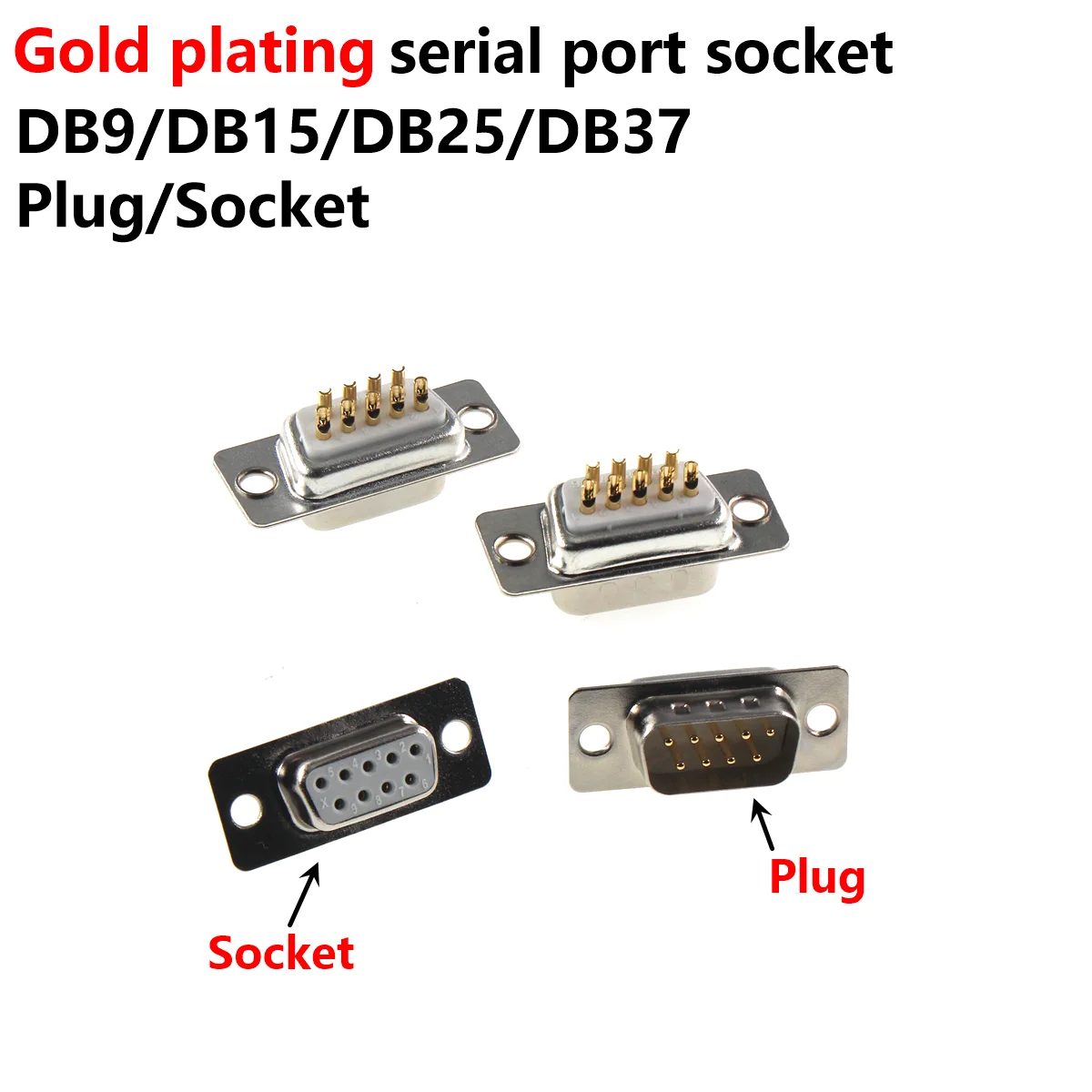 

2/1pcs DB9 DB15 DB25 DB37 solid gold plated socket with welded wire turning needle