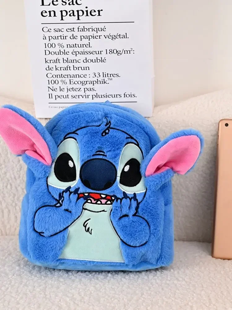 Disney Kawaii Plush Stitch Backpack for Women Luxury Designer School Bag Pink Blue College Student Backpacks