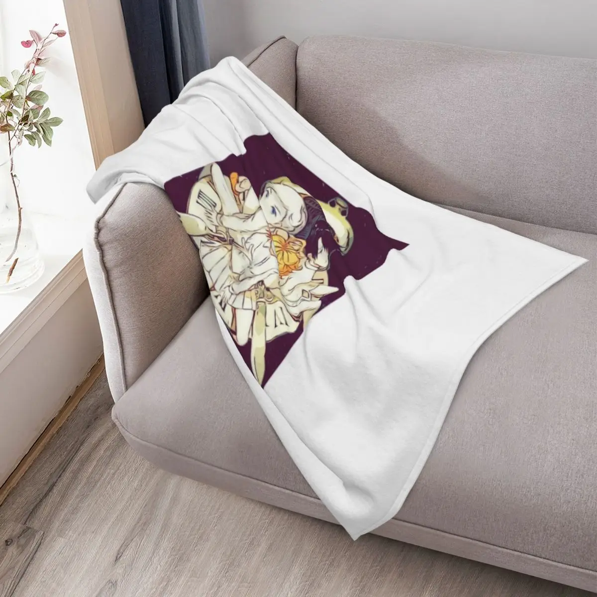 ياكوسوكو نو نيفرلاند | The Promised Neverland - Emma و Norman and Ray (رسم) بطانية رمي للسفر في الشتاء الدافئ بطانيات ناعمة للأسرة