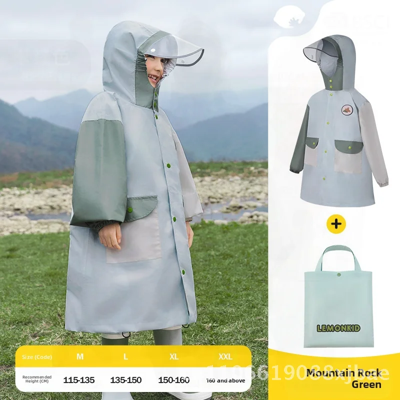 

Lemon Treasure Children's Raincoat 2025 New Design School Poncho for Boys & Girls with Schoolbag Bits Middle to Primary School