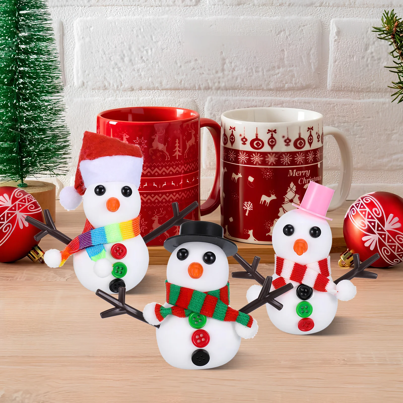 96-delige sneeuwpopknutselset voor kinderen: klei Bouw je eigen kerstactiviteitenset voor binnen Polymeer Klei Vakantieknutselsets Kerstmis