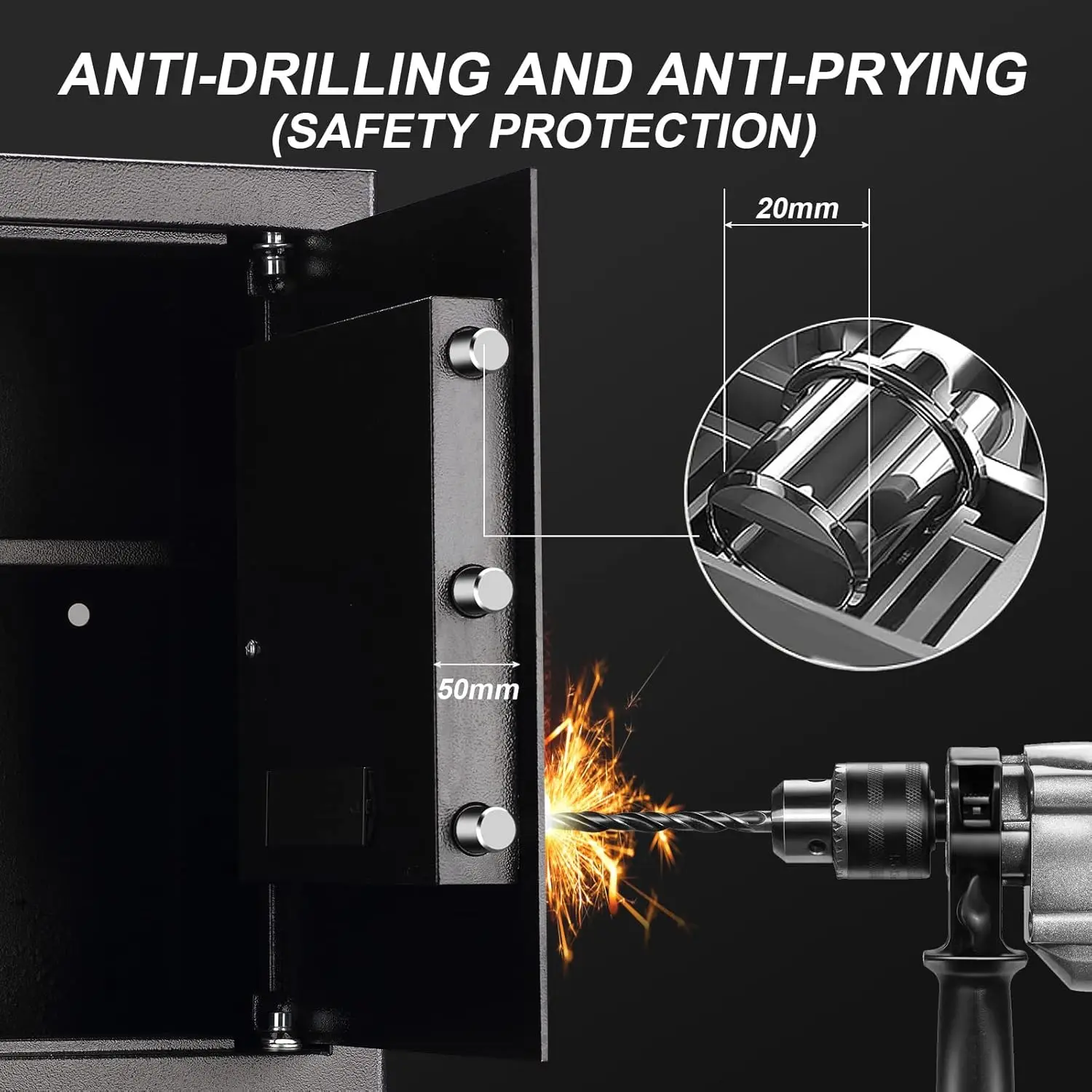 Safe Box 2.2 Cuft Fireproof Waterproof Home Safe, Keypad Large Lock Box Cabinet Safes, Solid Alloy Steel Office Hotel Home Safe,