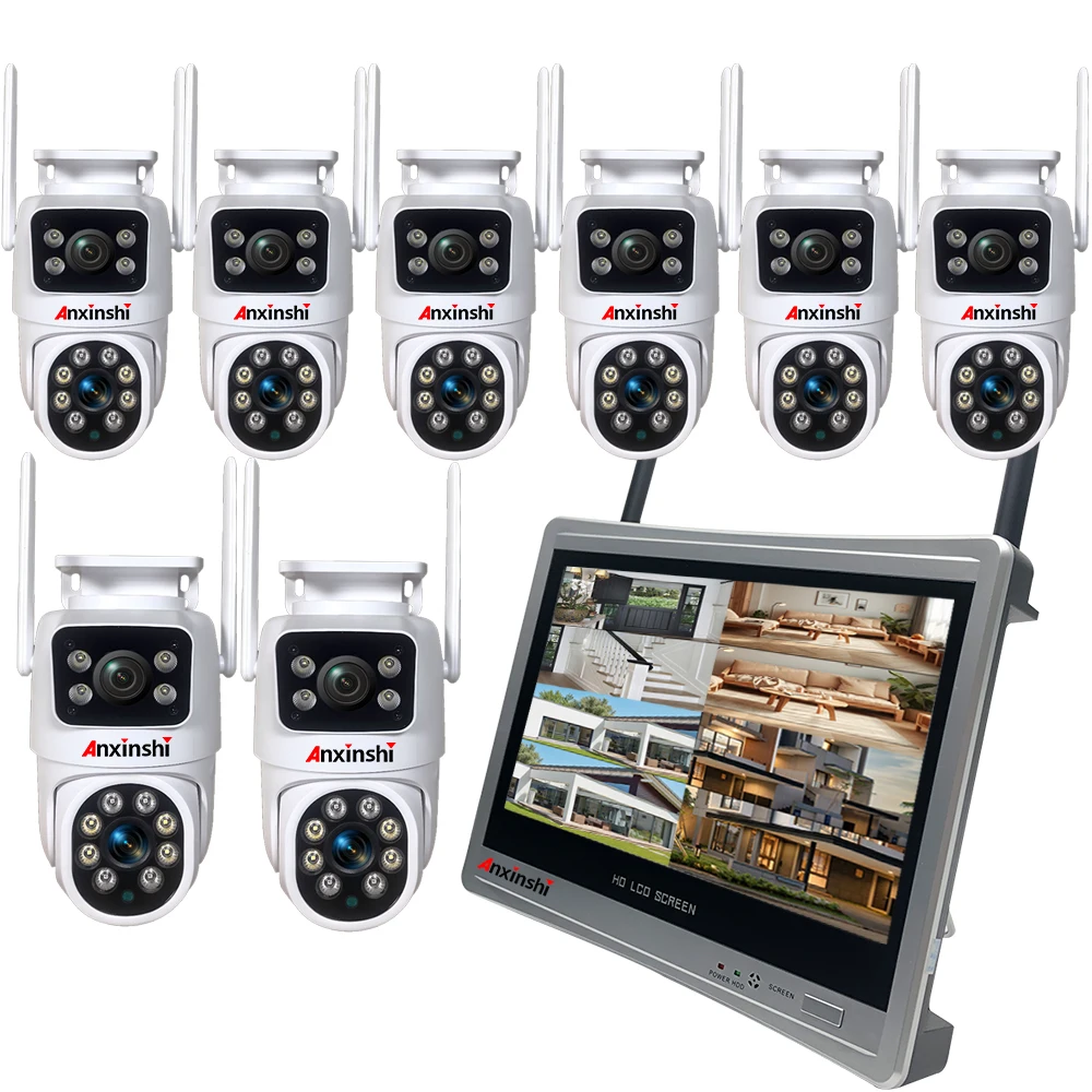 8MP 12.5INCH NVR con cámara PTZ de 2 lentes Wifi 8CH NVR sistema Kit de cámara de seguridad sistema de cámara CCTV