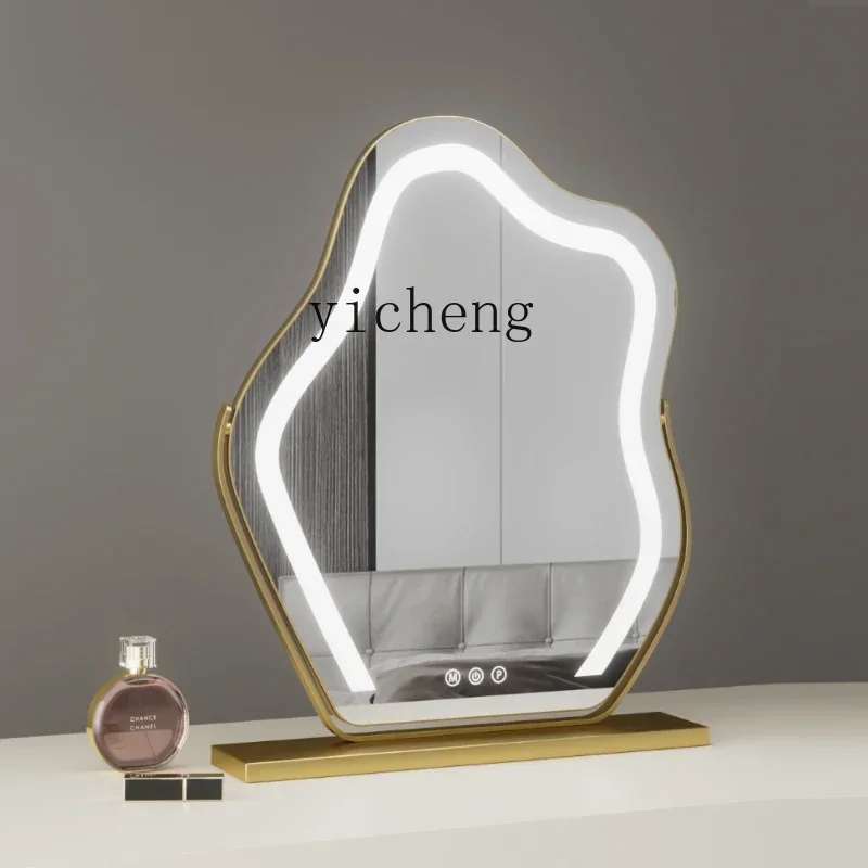 Zws.cloud makeup mirror desktop led lamp desktop large special-shaped beauty vanity mirror with fill light