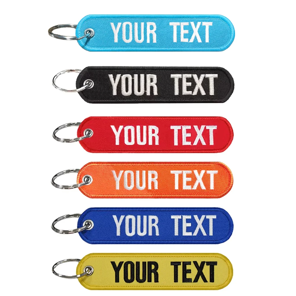 Personalized Keychain with Name Patch, Embroidery text  , Key-Ring Accessory for a Tag Customized Gift