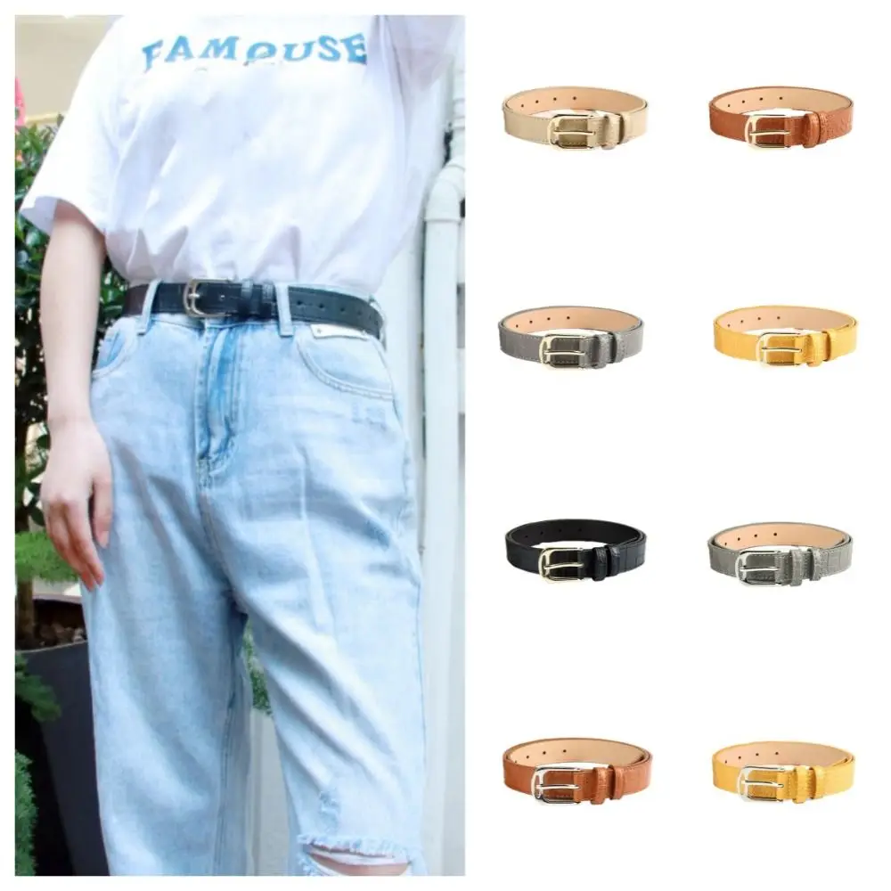 

Solid Color PU Leather Belt Pin Buckle Dress Decor Thin Waist Belt Shirt Waistband Jeans Trouser Decor Women Waistband