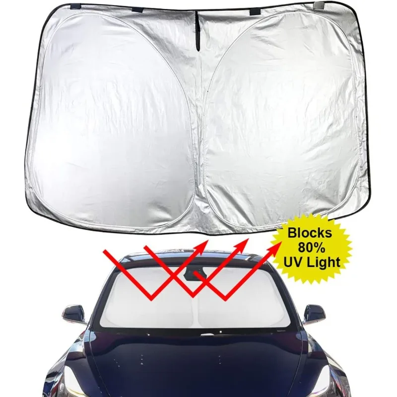 

Car Windshield Sunshade Thickened Folding Front Window Sunshade Sun Protection Heat Insulation Car Sunshade for Tesla Model 3/Y