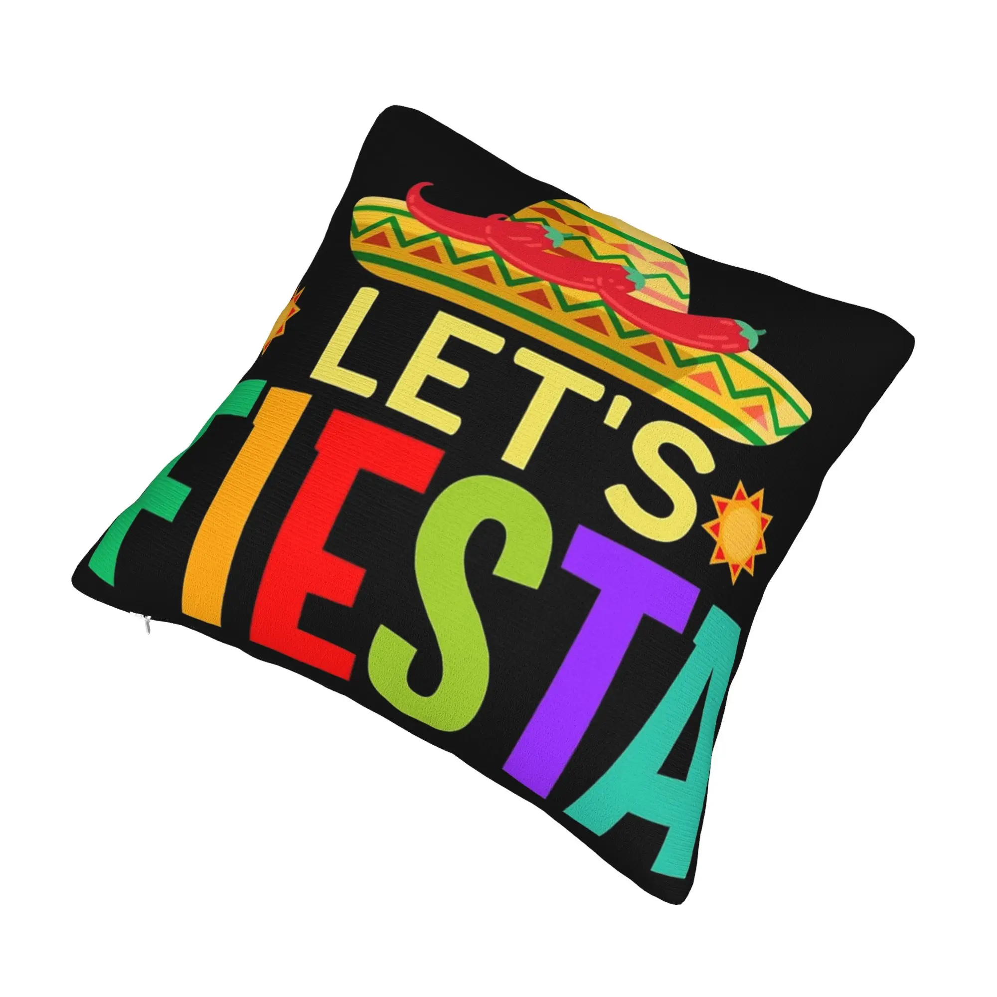 Let's Fiesta Cinco De Mayo  Pillowcase Merch Soft Cushion Cover Decorative  Pillow Case Cover Seat Multi-Size