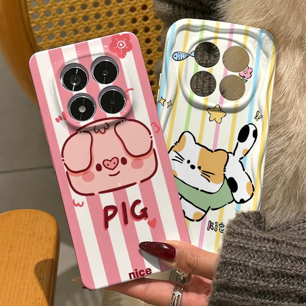 

Cartoon Anime Animals Cover For Redmi Note 15 14 13 12 12S 12T 11 11T 11S 10 10S SE Pro Plus 4G 5G Feilin Wave Oil Shell