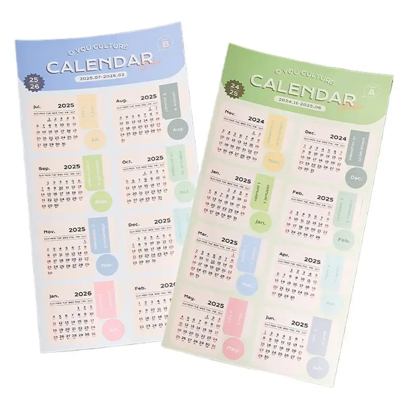 2025 Calendar Index Tab Stickers Waterproof Monthly Calendar Stickers Clear Printing Weekly Planner Label for Project Planning