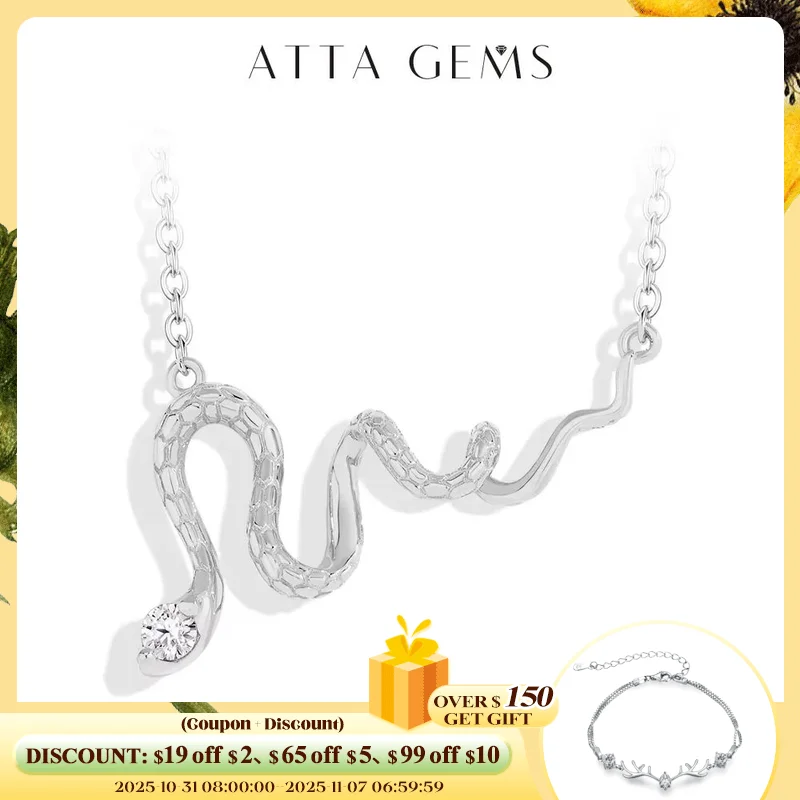 

ATTAGEMS 2025 новое ожерелье с муассанитом для женщин D VVS1 лабораторный бриллиант в форме змеи стерлингового серебра 925 пробы помолвка ювелирные изделия подарок