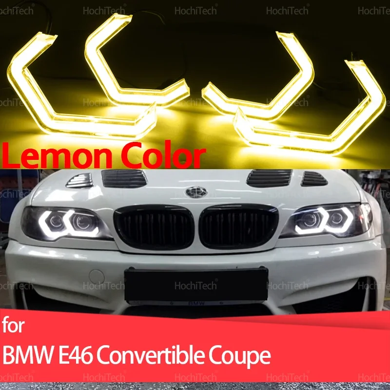 

For BMW E46 325ci 330ci Convertible Coupe 2004 2005 2006 M4 Style Lemon Yellow Ring Angel Eyes LED White Light Rings Kit DRL