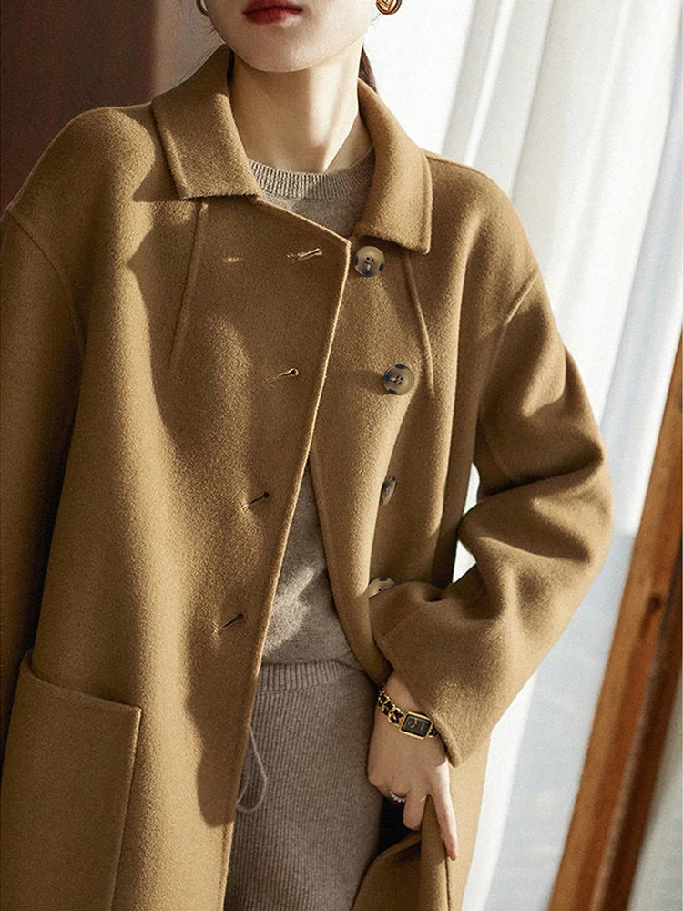 

Повседневная куртка, топы, однотонные длинные шерстяные пальто для женщин, осенне-зимняя теплая женская одежда, женское пальто, новая верхняя одежда