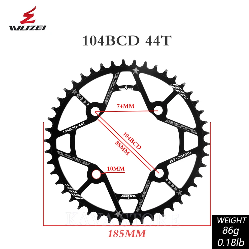 Wuzei 104BCD MTB Kettenblatt Narrow Wide 104 BCD Krone Mountainbike-Kettenrad 30 32 34 36 38 40 42T Fahrrad-Sternkettenblatt