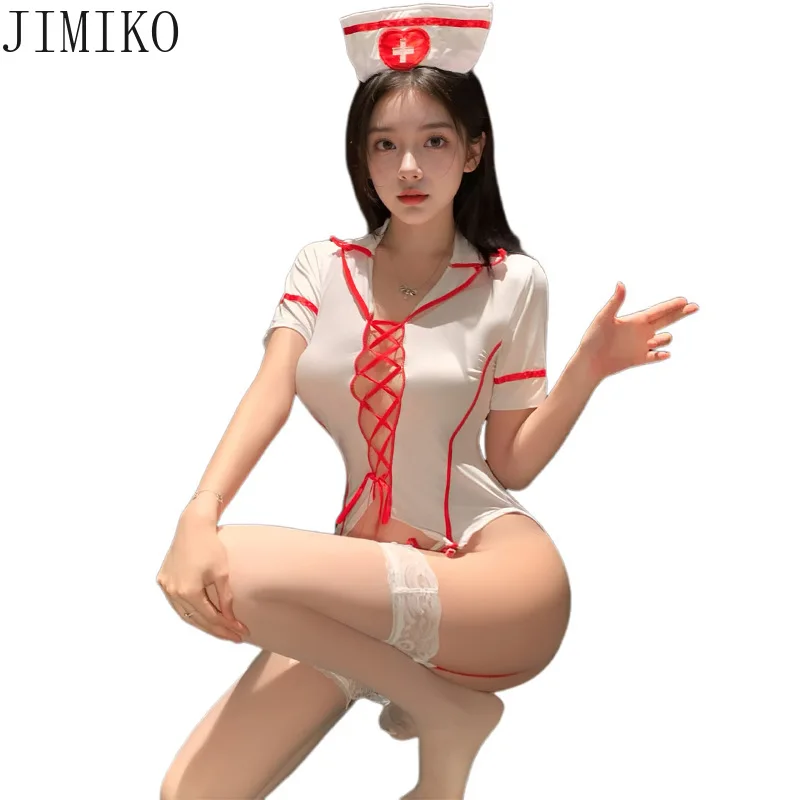 Women's Sexy Nurse Lingerie Halloween Cosplay Lingerie Naughty Nightingale Nurse Maid Uniform Costume Babydoll Exotic Outfits