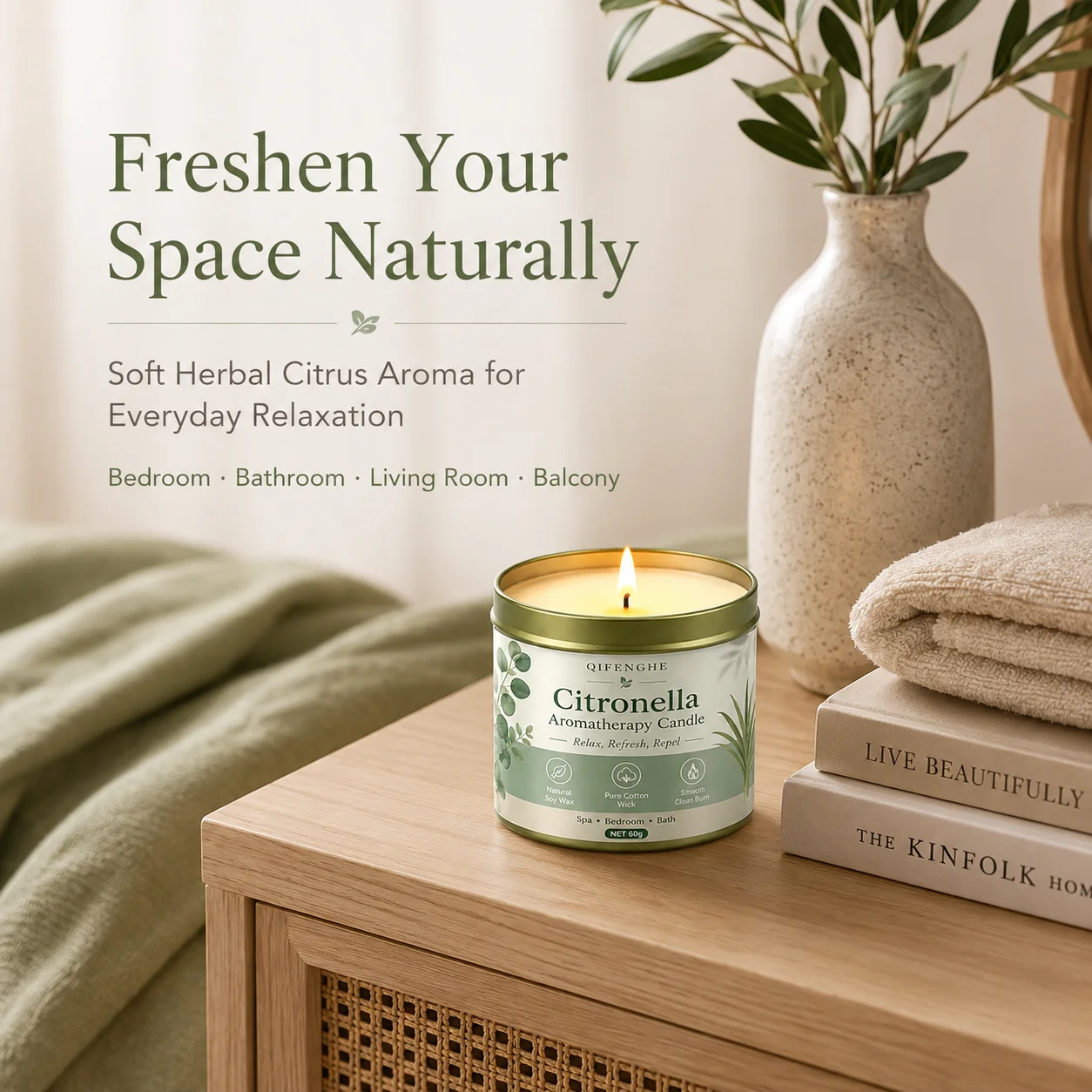Bougie portable à la citronnelle en cire de soja, aromathérapie, sans fumée, anti-moustiques pour pique-nique en extérieur, patio, décoration intérieure