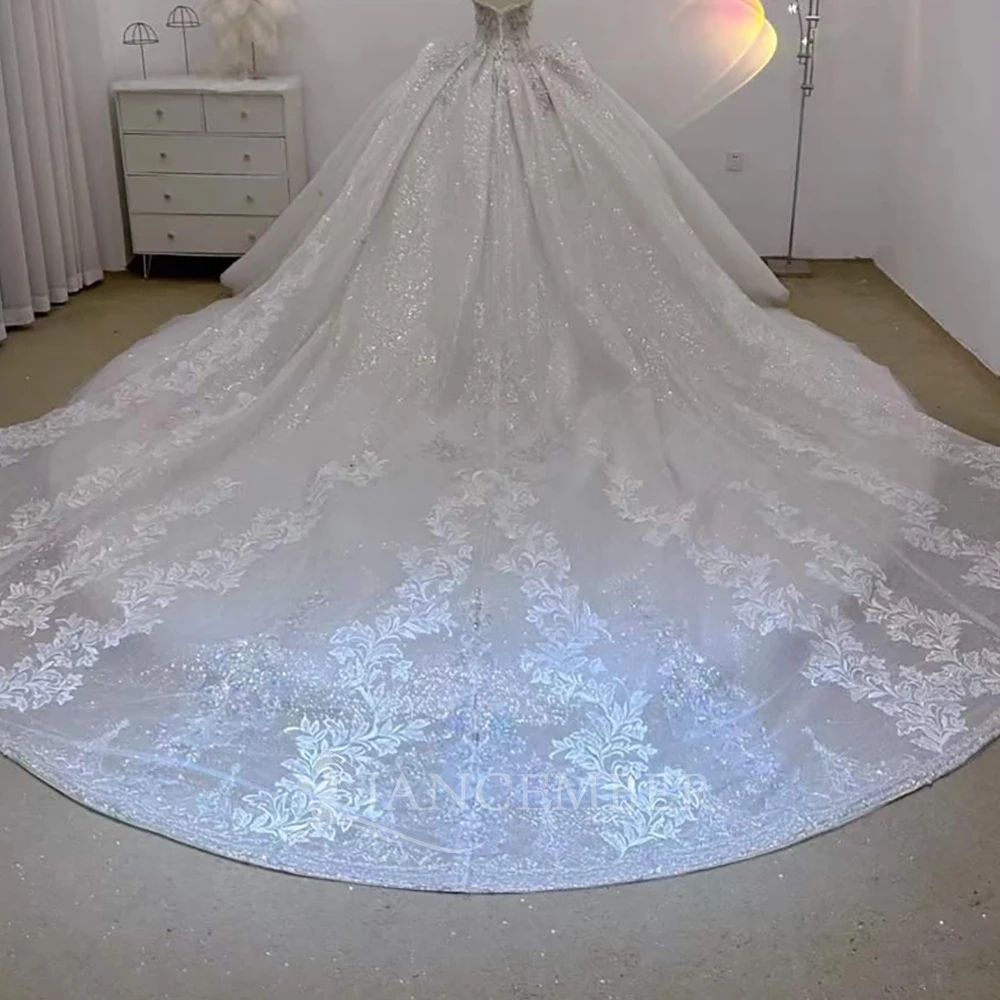 فستان زفاف منفوش بدون أكمام من الأورجانزا فساتين العروس مخصصة مطرز فستان زفاف العلامة التجارية الجديدة قطار المحكمة فيستدوس دي نوفيا #6