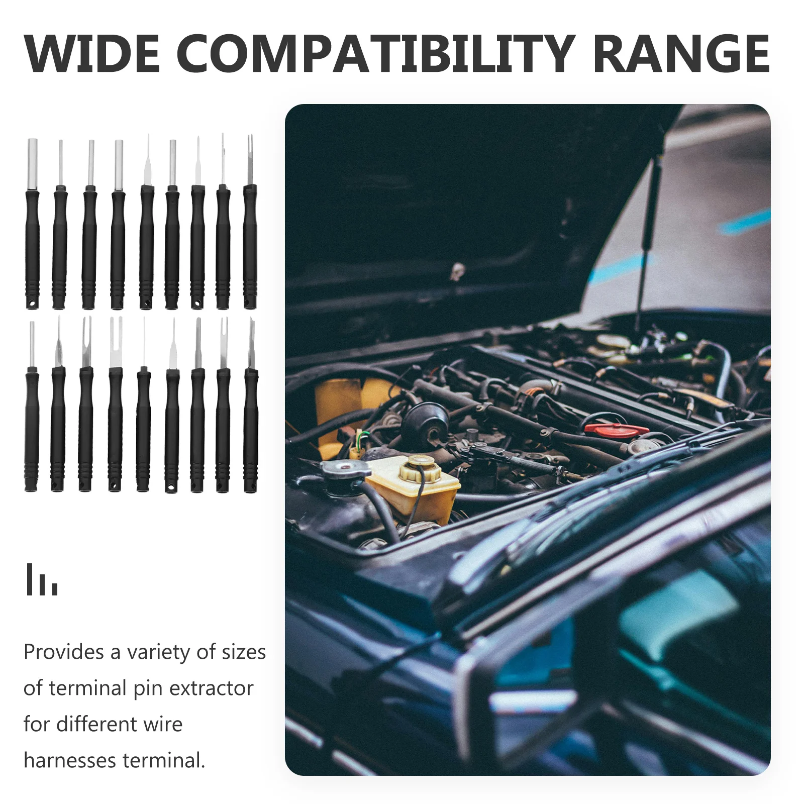

18pcs Terminal Pin Extractor 0.8~6.2mm Long Handle Wire Harness Tool Kit Car Electrical Maintenance Pin Remover