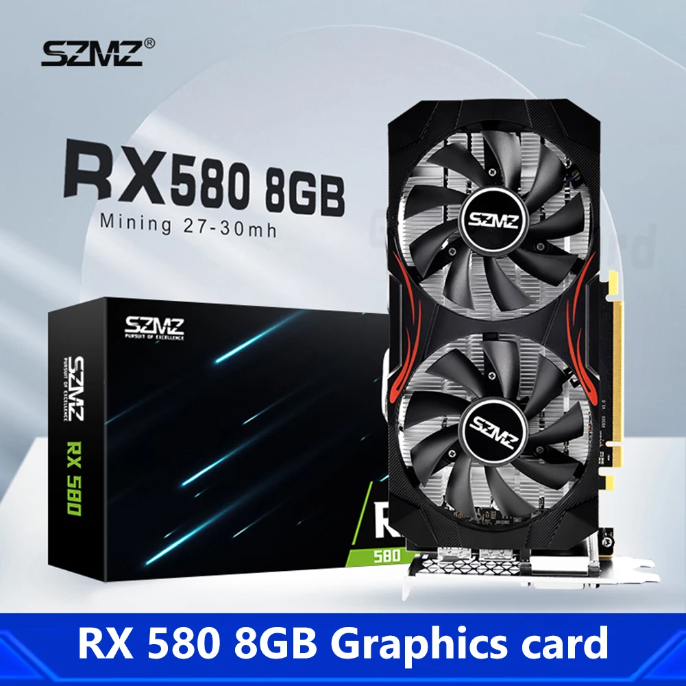 RX580 8/4/2/1GB Graphics Card 1257/1340MHz GDDR5 Radiator Tube GPU Display Card Mining Placa Graphics Card for Computer PC Game