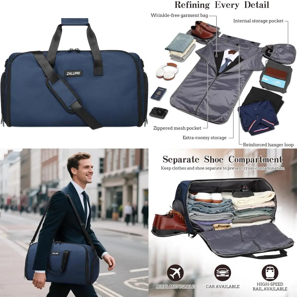 حقائب سفر واق من المطر - عطلة نهاية الأسبوع سعة 45 لترًا لرحلات يومين، خالية من التجاعيد، حجرة أحذية منفصلة