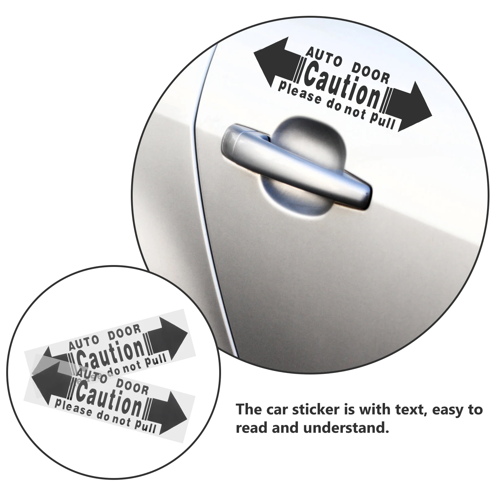 

2pcs Car Door Stickers Reminder Anti-Collision Peel Stick Durable Vehicle Warning Decals for Truck Trailer Auto Adhesive Black