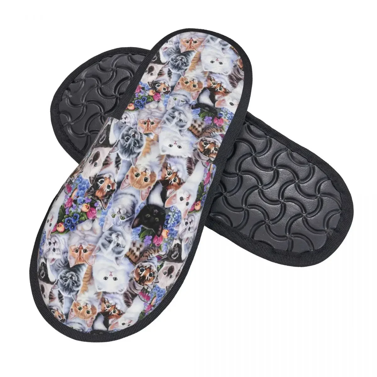 Custom Packed Kittens Soft Memory Foam House Slippers Women Cozy Warm Anti-skid Sole Slipper