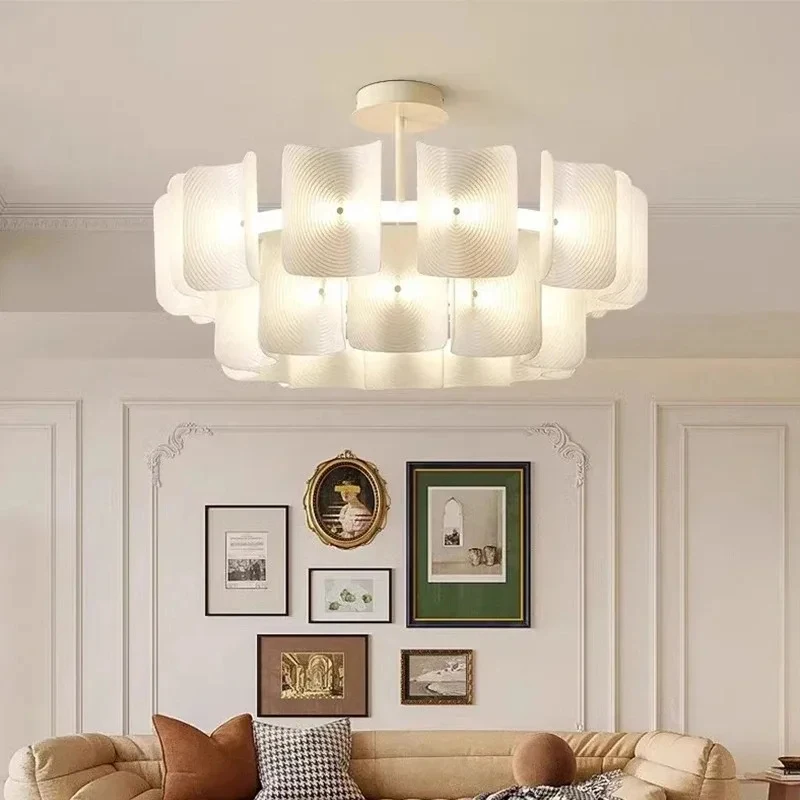 Style Textured Fabric Chandelier Wabi Sabi Pendant Light Bedroom Bedside Kitchen Island Home Decor LED Lighting E27