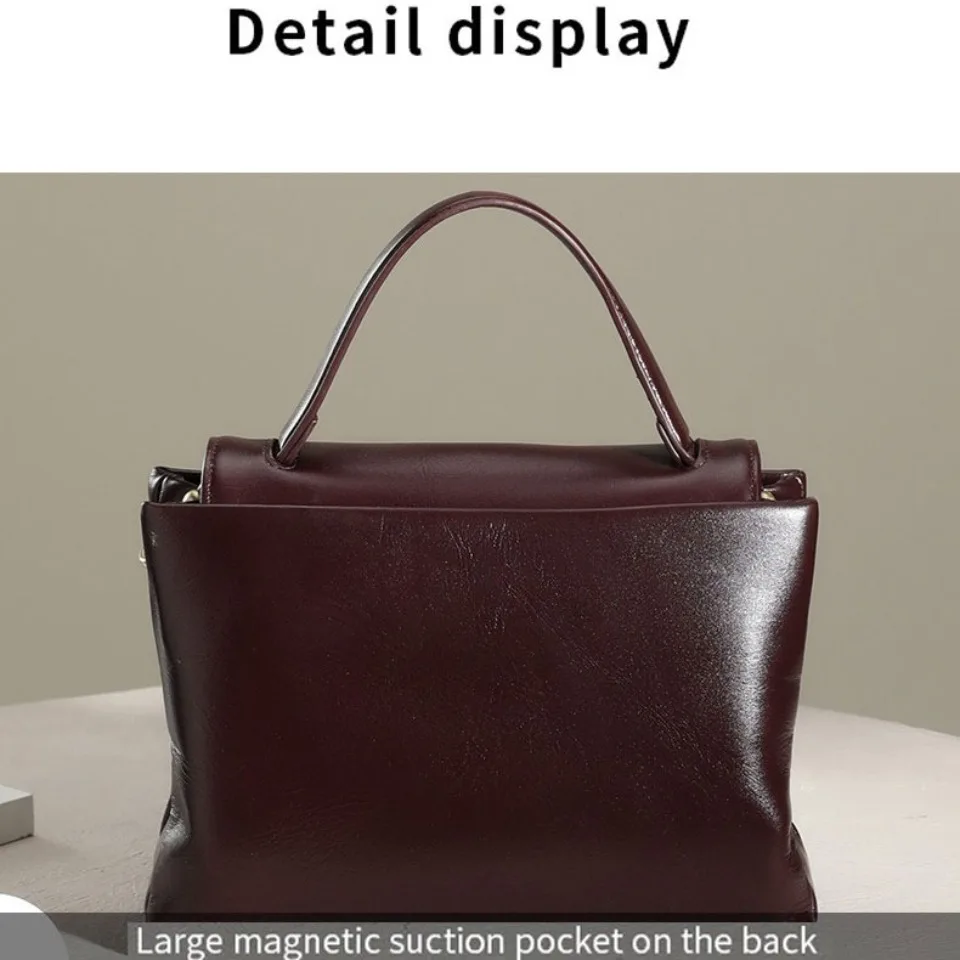 100% Skóra Naturalna Damska Torba na Ramię typu Crossbody, Luksusowa Torba Tote w Stylu Retro, Torba na Ramię do Pracy, Wysoka Jakość