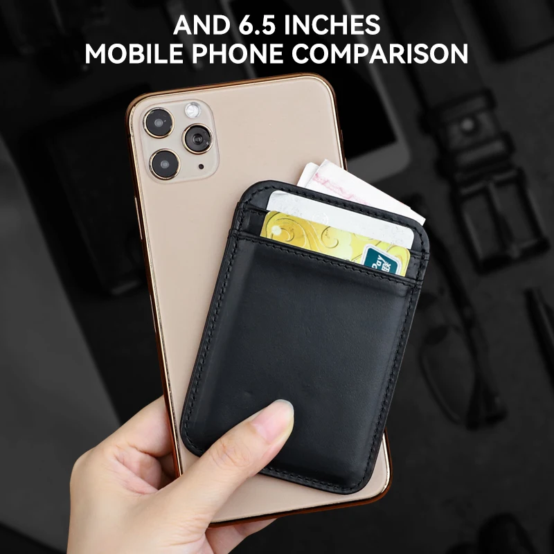 Vintage Men's Genuine Leather Business ID Card Holder Credit Card Slot Pocket Small Card Wallet For Male Thin Mini Cards Purse