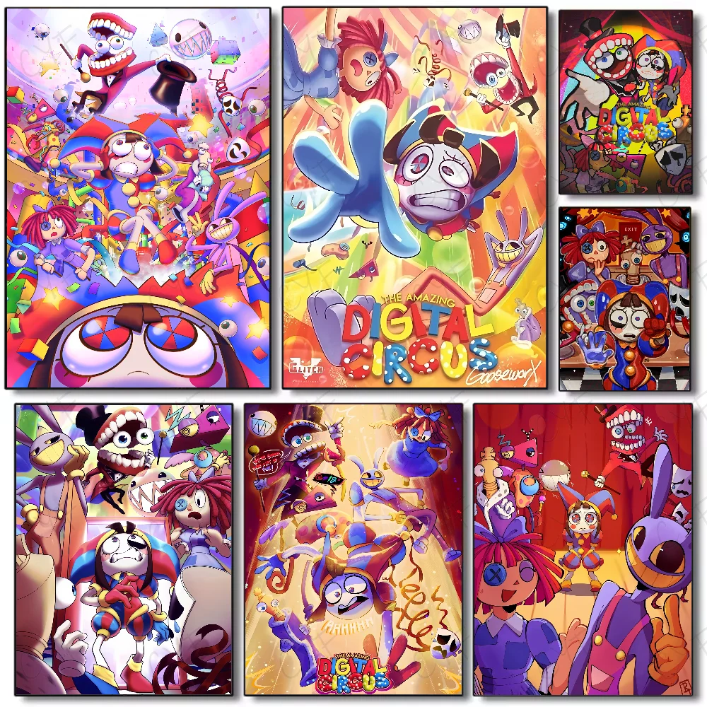 Póster de circo Digital de Anime The Amazing, carteles de películas impresos de alta calidad, pegatina artística de pared impermeable para decoración para sala de estar, regalo