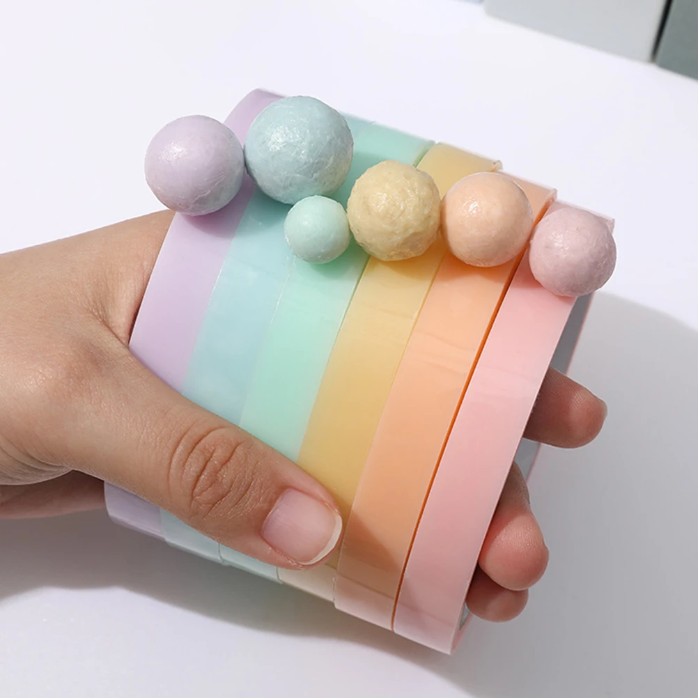 6 قطعة 6 لفات كرات لزجة صنع الشريط الملونة لتقوم بها بنفسك لاصق لتخفيف التوتر الضغط قابلة لإعادة الاستخدام البلاستيك الحرفية العرض لزجة