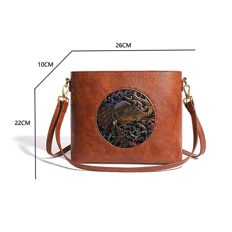 2024 Authentic Genuine Leather Women\'s Shoulder Bag Fashionable Animal Embroidery Pattern Large Capacity Women\'s Shopping Bags