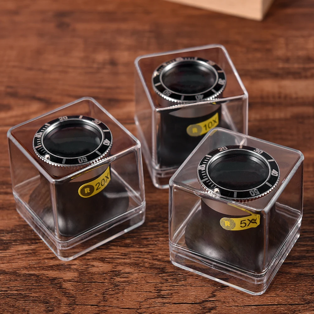 

5X 10X 20X Ultra Clear Magnifying Glass Lens Loupes Aluminum Alloy Body Precise Watch Repair Tool Magnifier for Watchmakers