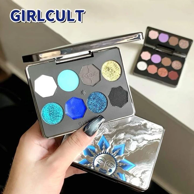 Girlcult Makeup Glitter Eye Shadow Palette Blue Smokey Matte Highlighter Shimmer Make Up Glitter Palette For Eyeshadows