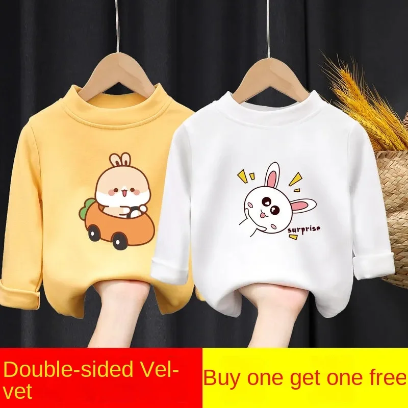 2 PCS Long Sleeve T-Shirts Infant to Little Kid Toddler Cartoon Cute Soft Tees Children Full Tops fits 2-10 Years