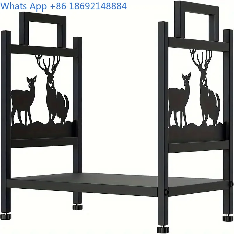 Wood Storage Rack Iron Craft Indoor Outdoor Solid Wood Display Stand