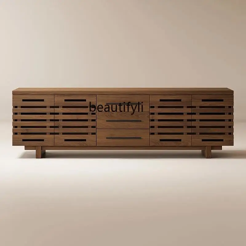

French solid wood TV cabinet living room, American retro design side cabinet locker can be customized