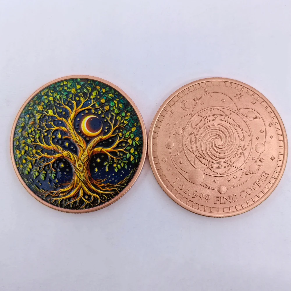 5 Designs 1 OZ Celestial Myth .999 Fine Copper Commemorative Coin Sun Moon Goddess Tree Of Life Art Collectible Souvenir Gift