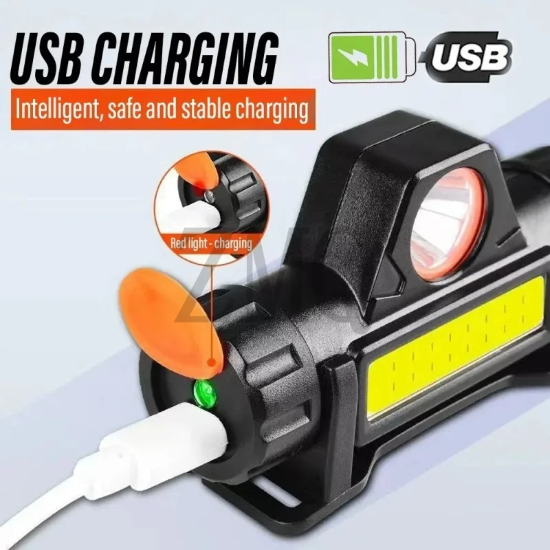 Rechargeable COB LED USB Headlamp Strong Magnetic Powerful Headlight Super Bright Waterproof Head Torch for Outdoor Fishing