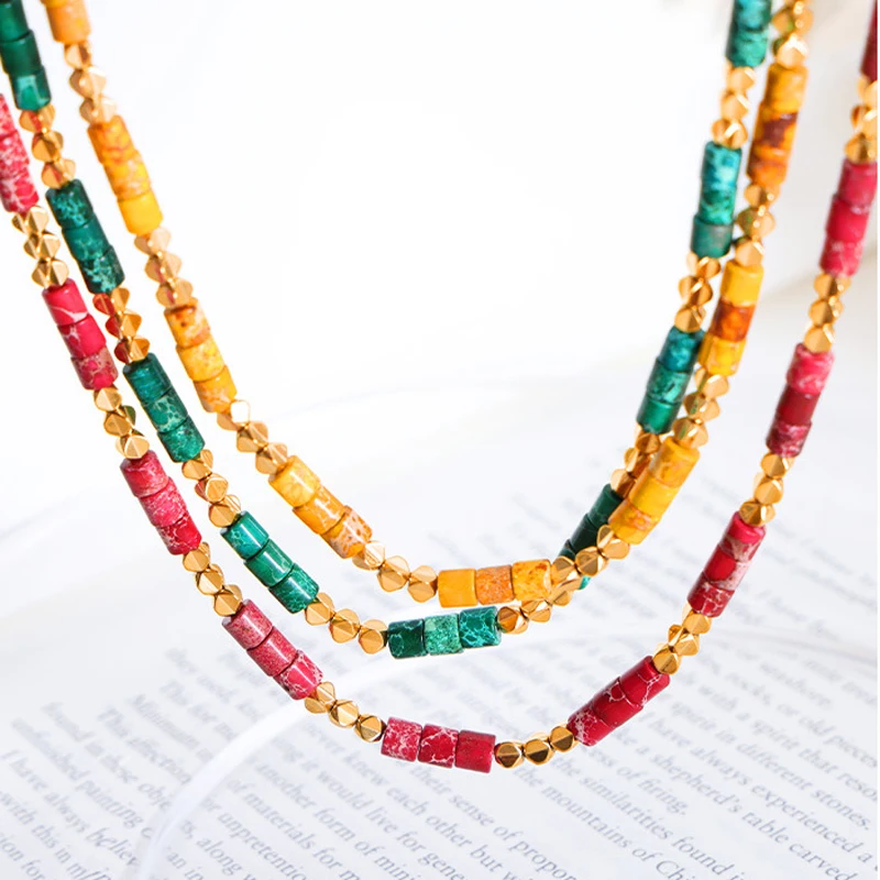 Frauen Halskette Unregelmäßige Kristall Natur Steine Edelstahl Bunte Kette Mode Charme Täglichen Schmuck Großhandel – Detail 5