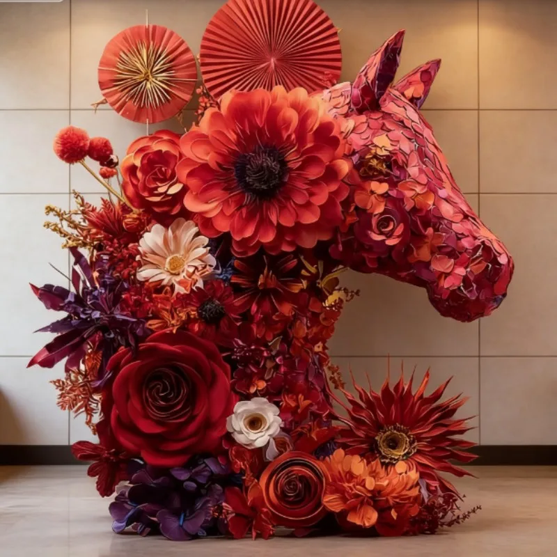 Year of the Horse Green Sculpture Outdoor Scenic Spot Landscaping Municipal Large Sculpture Ornament