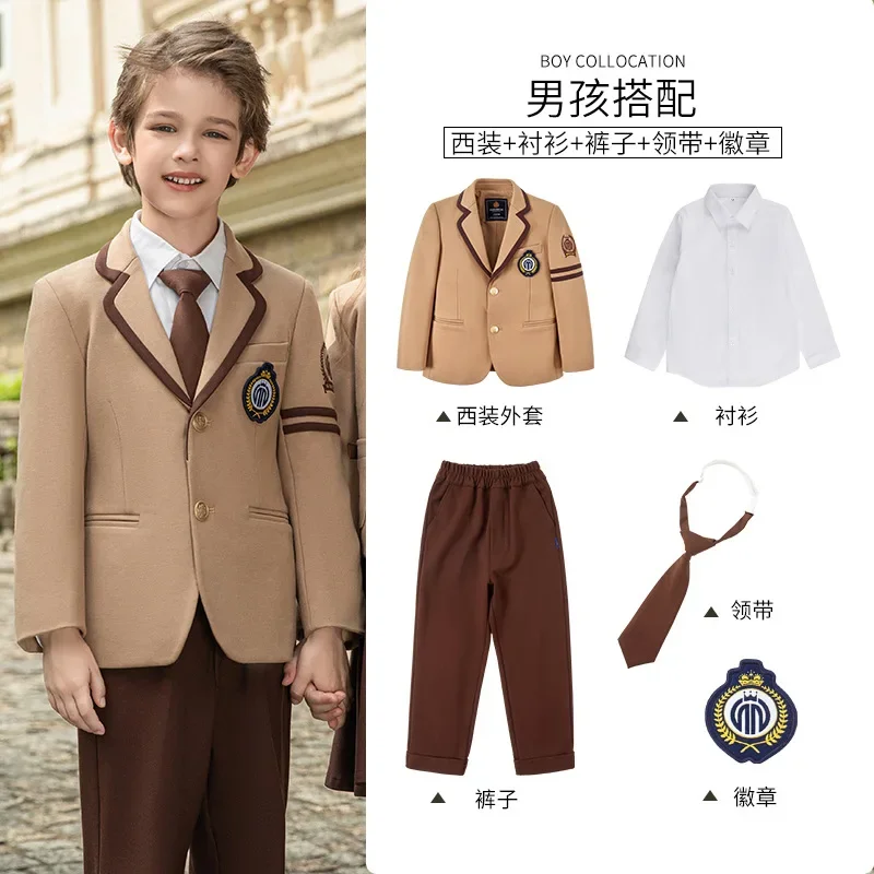 Uniforme della scuola primaria Set di abbigliamento primaverile e autunnale Ragazzi britannici Ragazze Scuola materna per bambini Classe Coro Performance Vestire