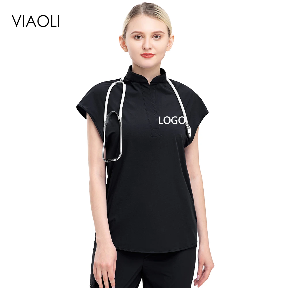 Women Slim Fit Scrubs Top Customized Medical Uniform With Logo Doctor Shirt Surgical Blouse Nurse Accessories Salon Spa Workwear