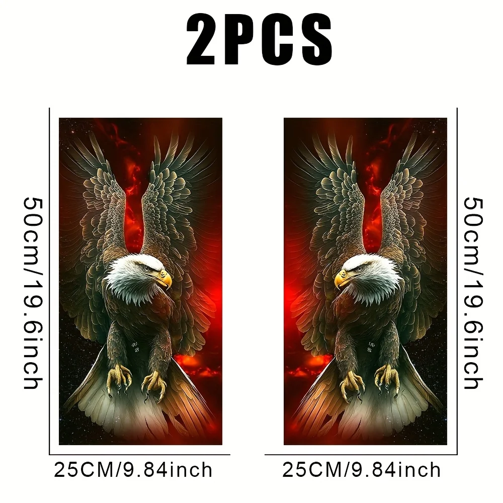 2-piece set of strong eagle shaped car B-pillar stickers - glossy surface fantasy theme design, exterior accessories, DIY
