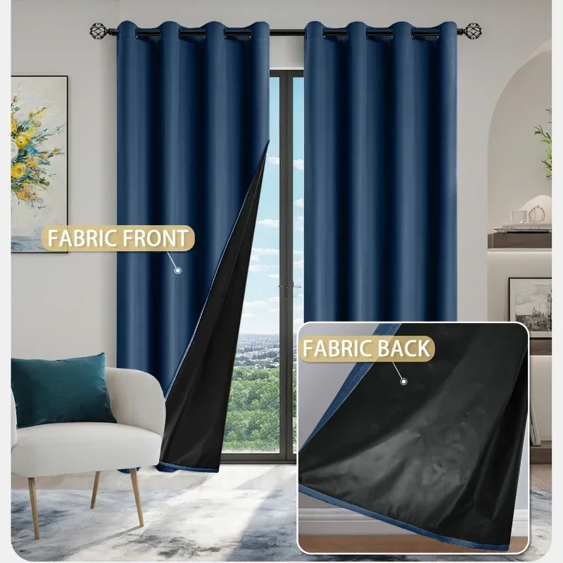 1Pc 2PCS 100% Blackout Curtains for Living Room Thermal Insulated Lining Bedroom Waterproof Window Decor Kitchen HOTEL 창문커텐 Door